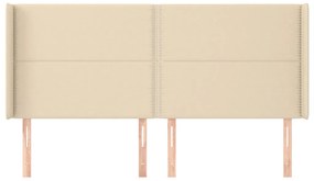 Cabeceira de cama c/ abas tecido 183x16x118/128 cm creme