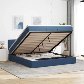 vidaXL Estrutura de cama otomana com colchão 160x200 cm tecido azul