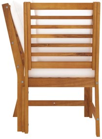 3 pcs conjunto lounge jardim c/ almofadões cor creme acácia