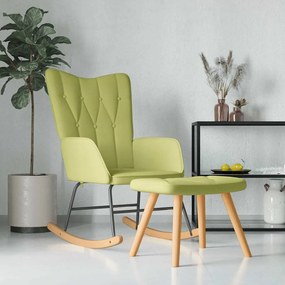 vidaXL Cadeira de baloiço com banco tecido verde