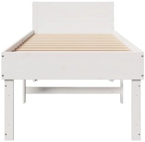 Cama sem colchão 90x200 cm madeira de pinho maciça branco