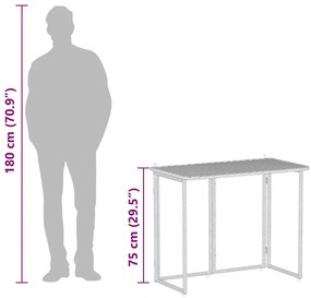 Mesa de jardim dobrável 90x51x75 cm vime PE castanho