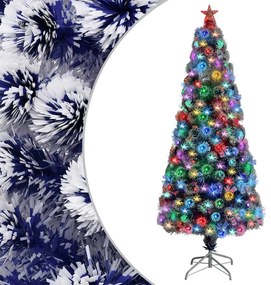 vidaXL Árvore Natal artificial pré-iluminada fibra ótica branco/azul