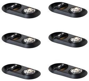 Conjunto de 6 focos embutidos arredondados pretos GU10 70mm 2-Light - Hubs
