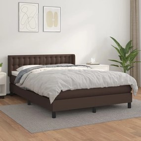 vidaXL Cama com molas/colchão 140x190 cm couro artificial castanho