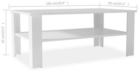 Mesa de centro em aglomerado 100x59x42 cm branco