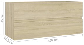 Armário de Parede para Lavatório de 100 cm - Carvalho - Design Moderno