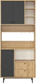 Armário Alto de Cozinha "Toledo" - Carvalho e Antracite - 88x205x35.5c
