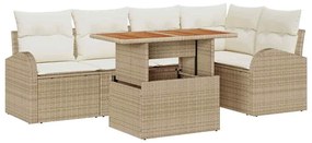 Conjunto de Jantar para Jardim de 6 Peças com Almofadas Beiges de Ratt
