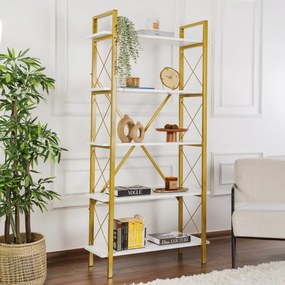 Estante Elysian – Branco e Dourado – 90 x 180 x 33,5 cm