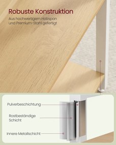 Estante com 14 prateleiras e estrutura metálica 24 x 128 x 166 cm em tom de carvalho dourado e branco