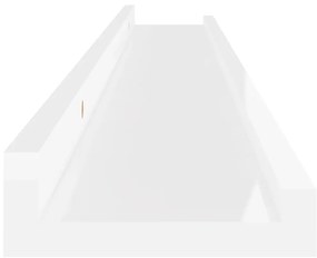 Prateleiras de parede 2 pcs 80x9x3 cm branco brilhante