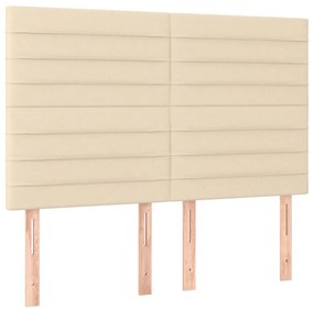 Cabeceira cama c/ LED tecido 144x5x118/128 cm crème