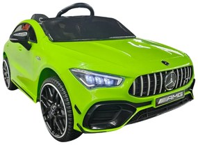 Carro elétrico para crianças 12V Mercedes CLA 45, Pneus Eva, Musica, Assento couro sintetico Verde