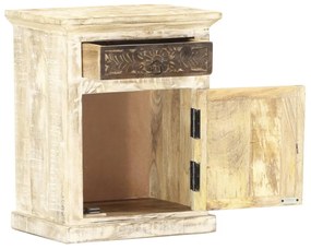 Mesa de cabeceira 40x30x50cm madeira de mangueira maciça branco