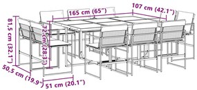 11 pcs conj. de jantar p/ jardim c/ almofadões textilene branco
