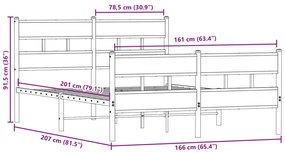 Estrutura de cama sem colchão 160x200cm metal carvalho sonoma