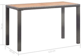 Mesa de jardim 123x60x74 cm madeira acácia antracite/castanho