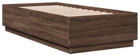 Estrutura de cama 90x200 cm derivados madeira carvalho castanho