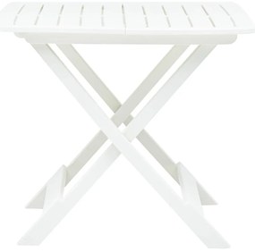 Mesa de jardim dobrável 79x72x70 cm plástico branco