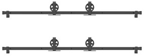 Kit de ferragens para porta deslizante 366 cm aço preto