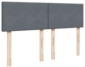 Cama com molas/colchão 160x200 cm veludo cinzento-escuro
