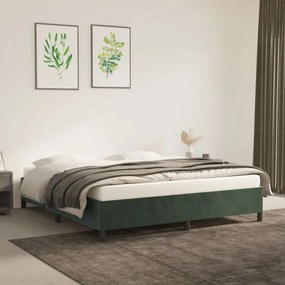 Estrutura de cama sem colchão 180x200 cm veludo verde-escuro