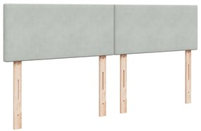 Cama com molas/colchão 200x200 cm veludo cinzento-claro