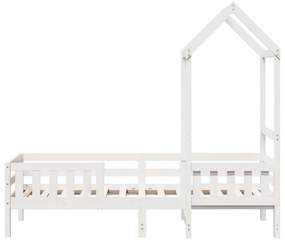 Estrutura de cama com telhado 80x200 cm pinho maciço branco