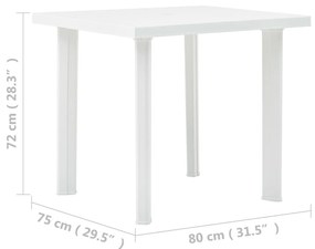 Mesa de jardim 80x75x72 cm plástico branco