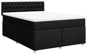 Cama com molas/colchão 160x200 cm tecido preto