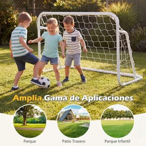 Baliza de futebol infantil com rede 121 x 60 x 80 cm com Estacas para jardim Equipamento de treino portátil Branca