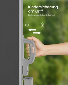 Toldo lateral de 180 x 500 cm com caixa de aço antracite