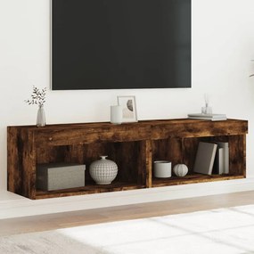 vidaXL Móveis de TV c/ luzes LED 2 pcs 60x30x30 cm carvalho fumado