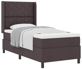Cama box com colchão marrom escuro 90x200 cm em tecido