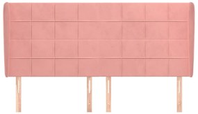 Cabeceira cama c/ abas veludo 183x23x118/128 cm rosa