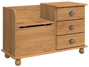 Banco de Armazenamento "ASKIM" Castanho 100x39x62 cm Madeira Sólida de