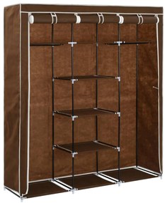 Roupeiro compartimentos e varões 150x45x175cm tecido castanho