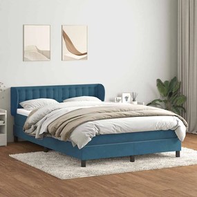 vidaXL Cama com molas/colchão 140x210 cm veludo azul-escuro