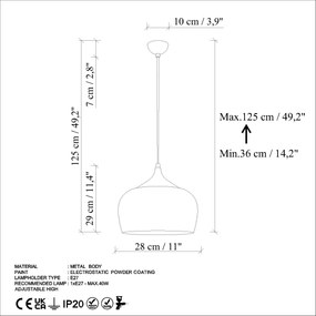 Candeeiro de Teto Patine – Laranja – Ø28 h:29 cm