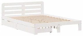 Cama sem colchão 160x200 cm madeira de pinho maciça branco