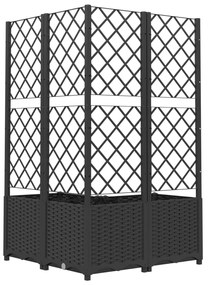 Vaso/floreira jardim c/ treliça 80x80x136 cm PP preto