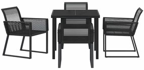 Conjunto de jantar de jardim de 5 peças em rattan sintético preto