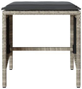 4 pcs conj. sofás jardim c/ almofadões vime PE cinzento-claro