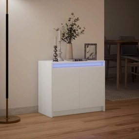 Aparador c/ luzes LED 72x34x61 cm derivados de madeira branco