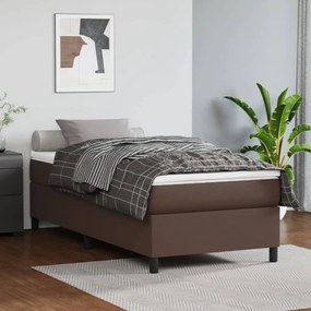 Estrutura de cama 80x200 cm couro artificial castanho