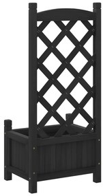 Vaso/floreira com treliça madeira de abeto maciça preto