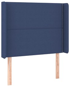 Cama box spring c/ colchão e LED 90x190 cm tecido azul