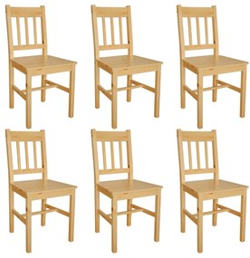 Cadeiras de jantar 6 pcs madeira de pinho