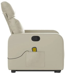 Poltrona reclinável de massagens couro artificial cor creme